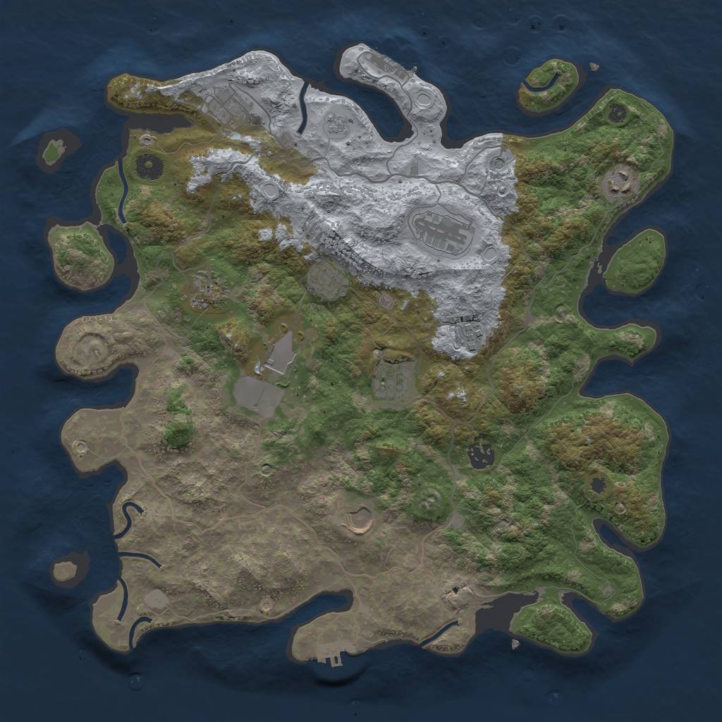 Rust Map: Procedural Map, Size: 4000, Seed: 732797, 19 Monuments