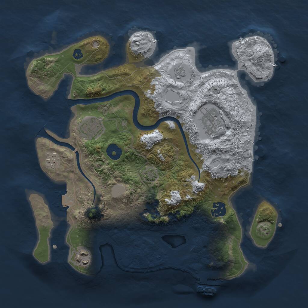 Rust Map: Procedural Map, Size: 3000, Seed: 4398, 10 Monuments