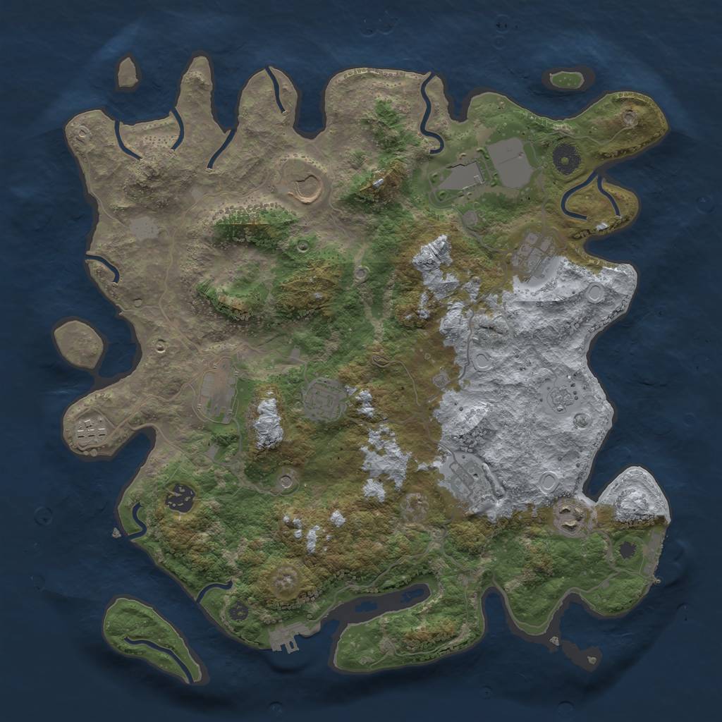 Rust Map: Procedural Map, Size: 3800, Seed: 7255902, 18 Monuments