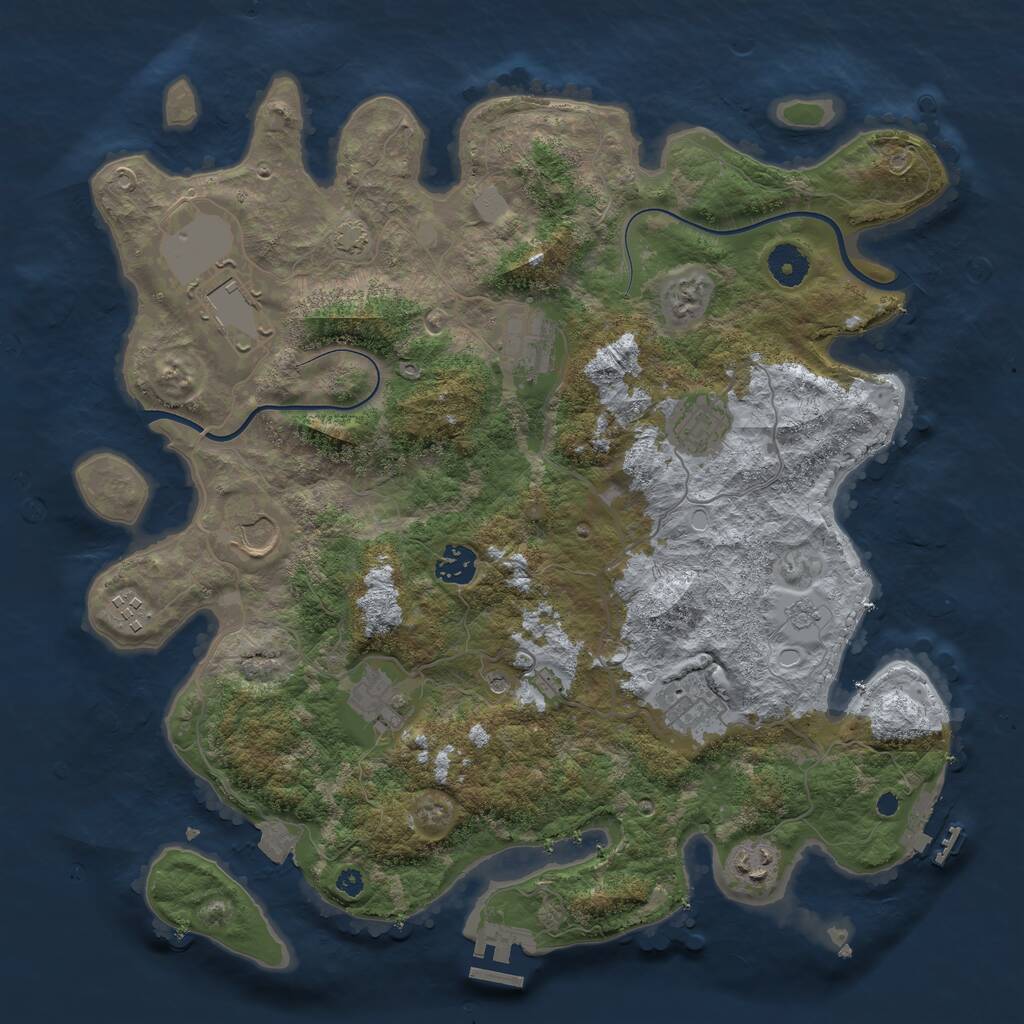 Rust Map: Procedural Map, Size: 3800, Seed: 7255902, 15 Monuments