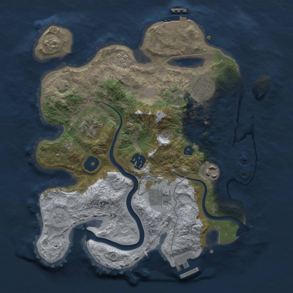 Rust Map: Procedural Map, Size: 3000, Seed: 1019929636, 12 Monuments