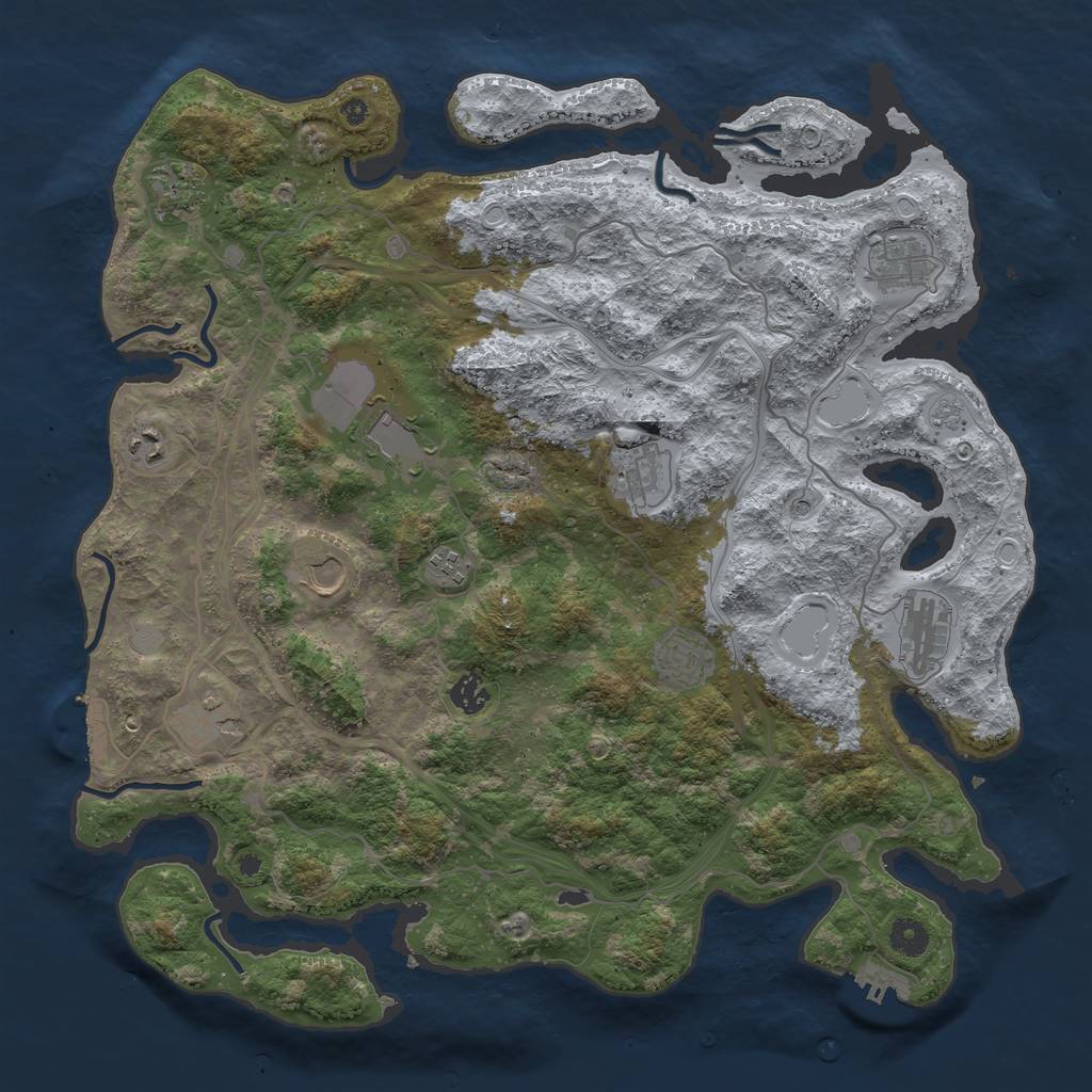 Rust Map: Procedural Map, Size: 4250, Seed: 2073698358, 20 Monuments