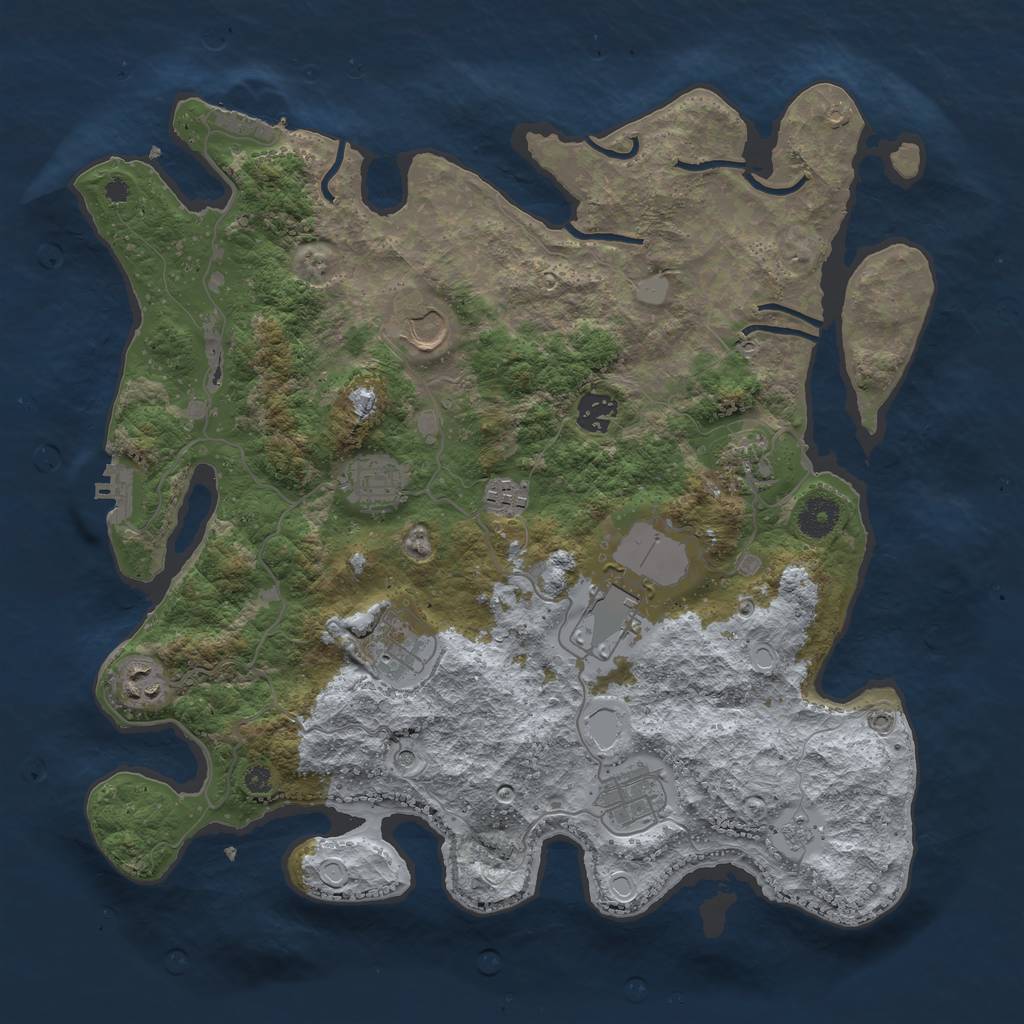 Rust Map: Procedural Map, Size: 3800, Seed: 48372701, 18 Monuments