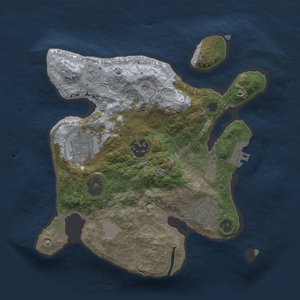 Rust Map: Procedural Map, Size: 2500, Seed: 1970632, 9 Monuments