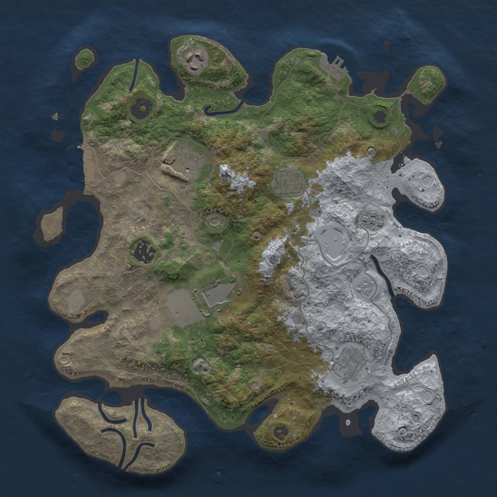 Rust Map: Procedural Map, Size: 3500, Seed: 95962173, 14 Monuments