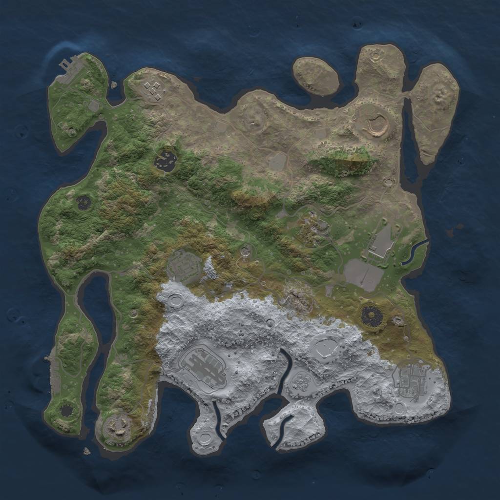 Rust Map: Procedural Map, Size: 3500, Seed: 17475434, 18 Monuments