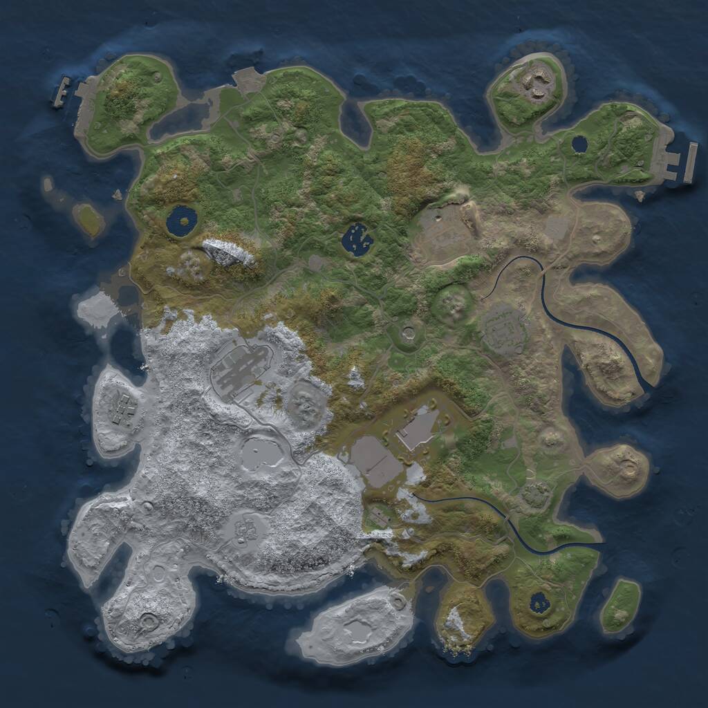 Rust Map: Procedural Map, Size: 3500, Seed: 82986337, 13 Monuments