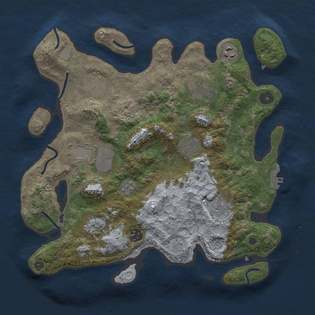 Rust Map: Procedural Map, Size: 3500, Seed: 97415744, 17 Monuments