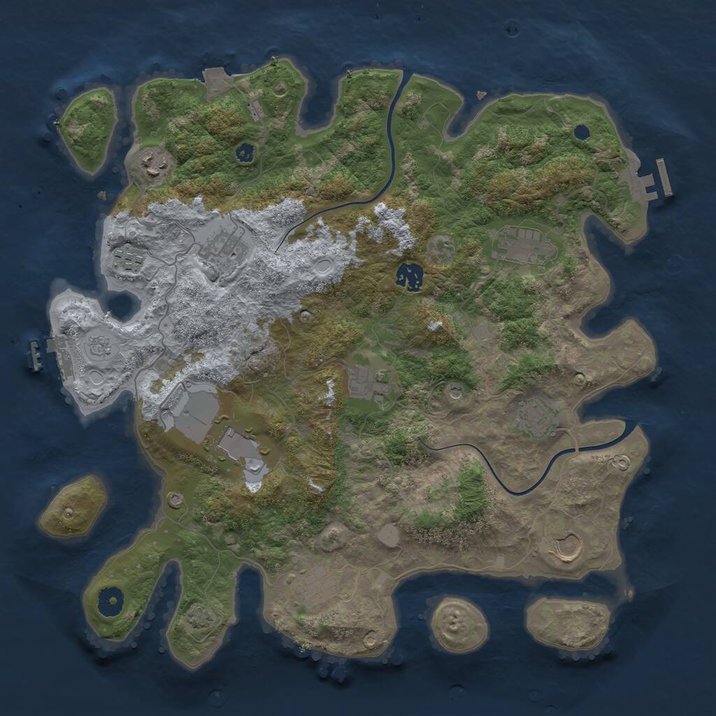 Rust Map: Procedural Map, Size: 3800, Seed: 55605, 16 Monuments
