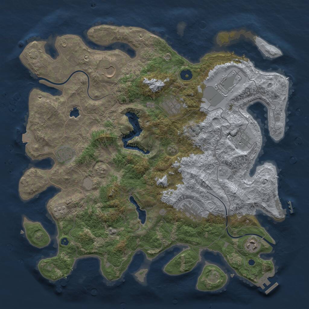 Rust Map: Procedural Map, Size: 4000, Seed: 1186978021, 14 Monuments