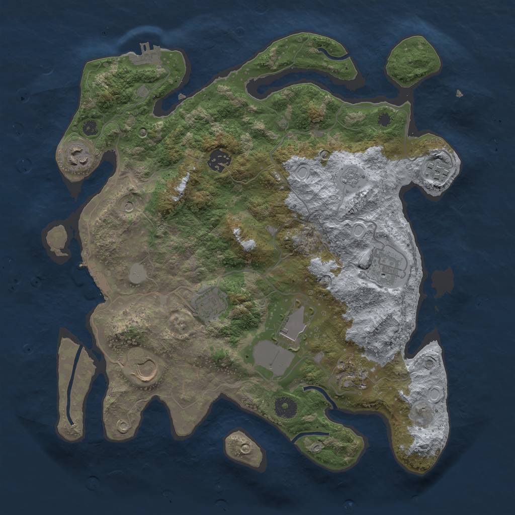 Rust Map: Procedural Map, Size: 3500, Seed: 1291689536, 15 Monuments