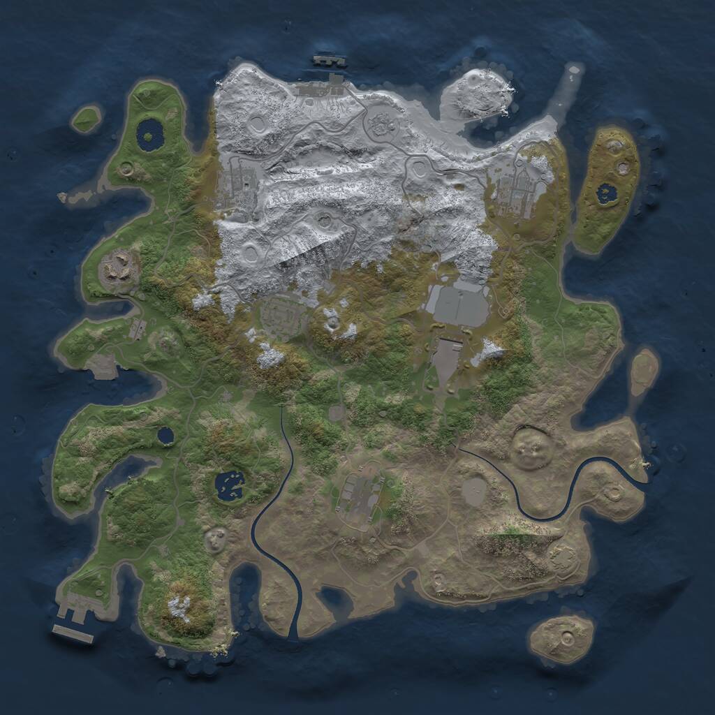 Rust Map: Procedural Map, Size: 3500, Seed: 83451145, 13 Monuments