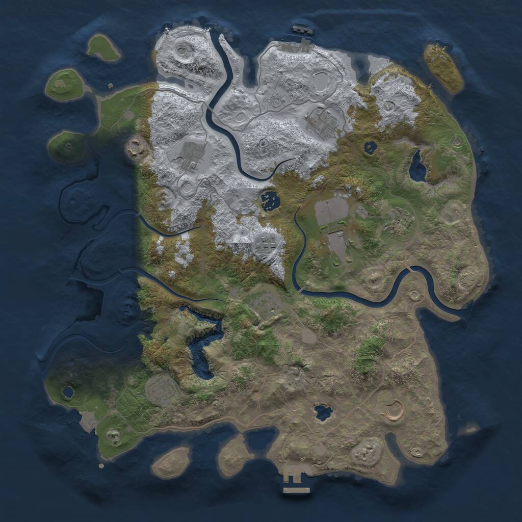 Rust Map: Procedural Map, Size: 4000, Seed: 473646105, 16 Monuments