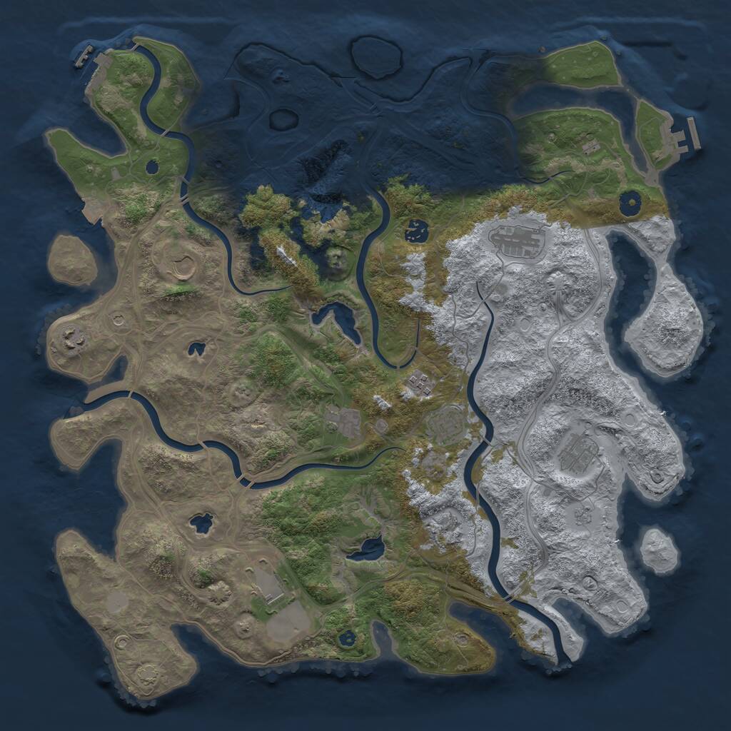 Rust Map: Procedural Map, Size: 4500, Seed: 37246675, 16 Monuments