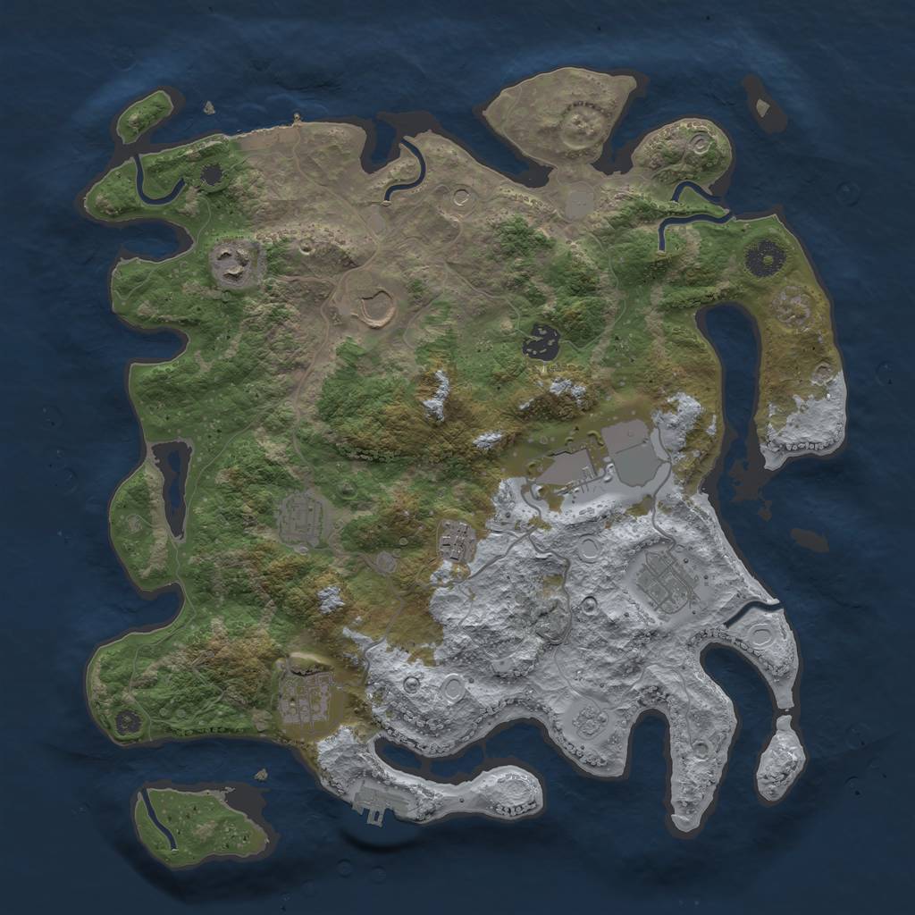 Rust Map: Procedural Map, Size: 3670, Seed: 17665, 17 Monuments