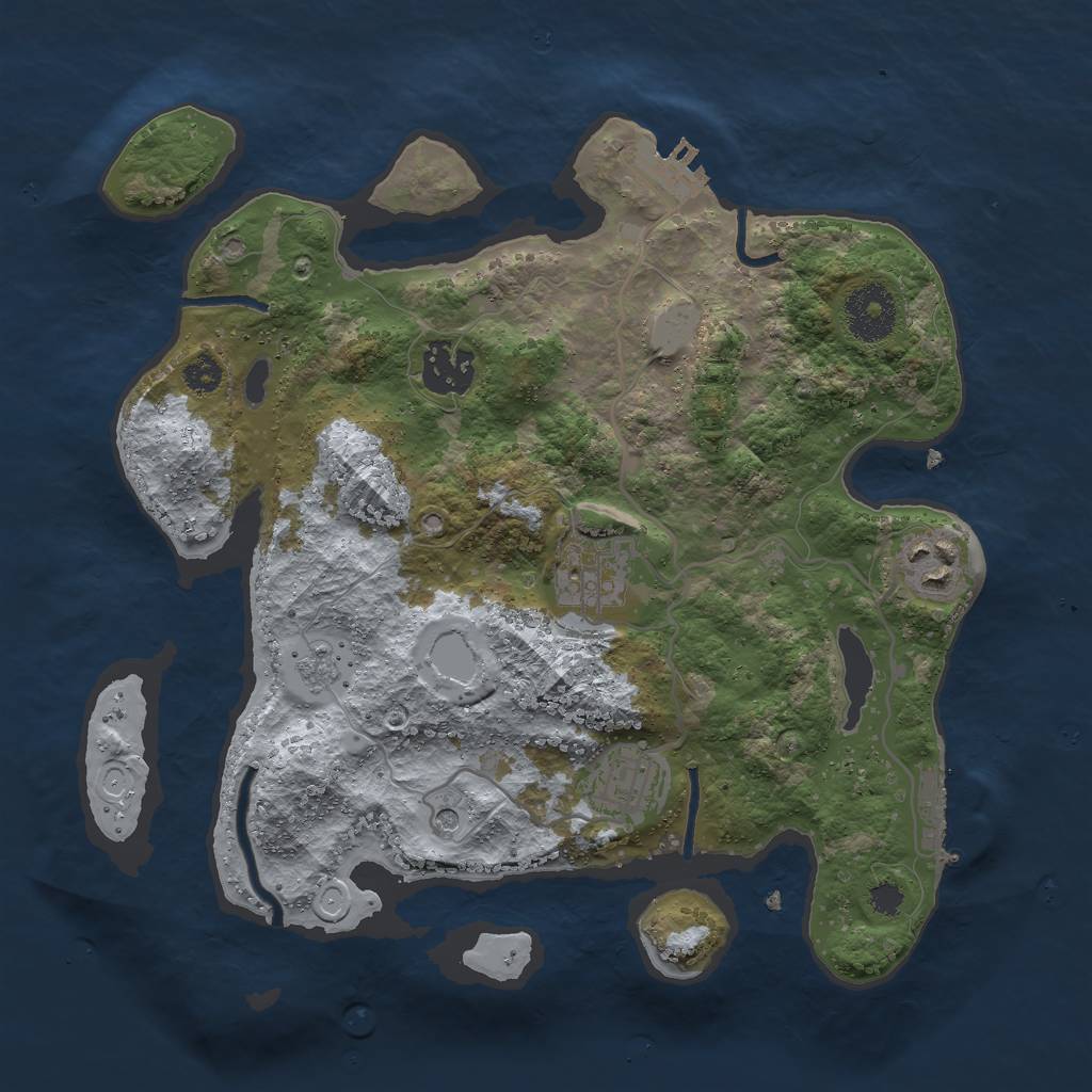 Rust Map: Procedural Map, Size: 3000, Seed: 1261782236, 13 Monuments