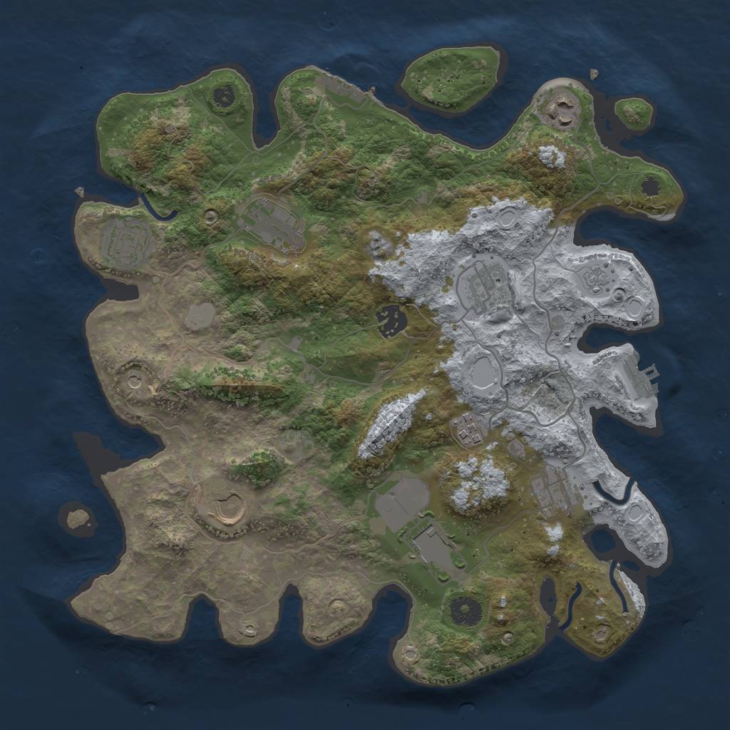 Rust Map: Procedural Map, Size: 3500, Seed: 4605, 16 Monuments