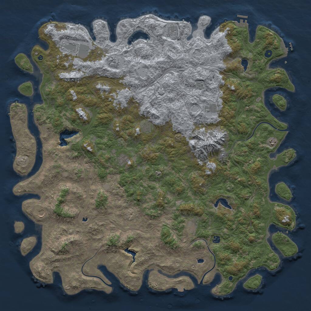 Rust Map: Procedural Map, Size: 6000, Seed: 109100634, 17 Monuments