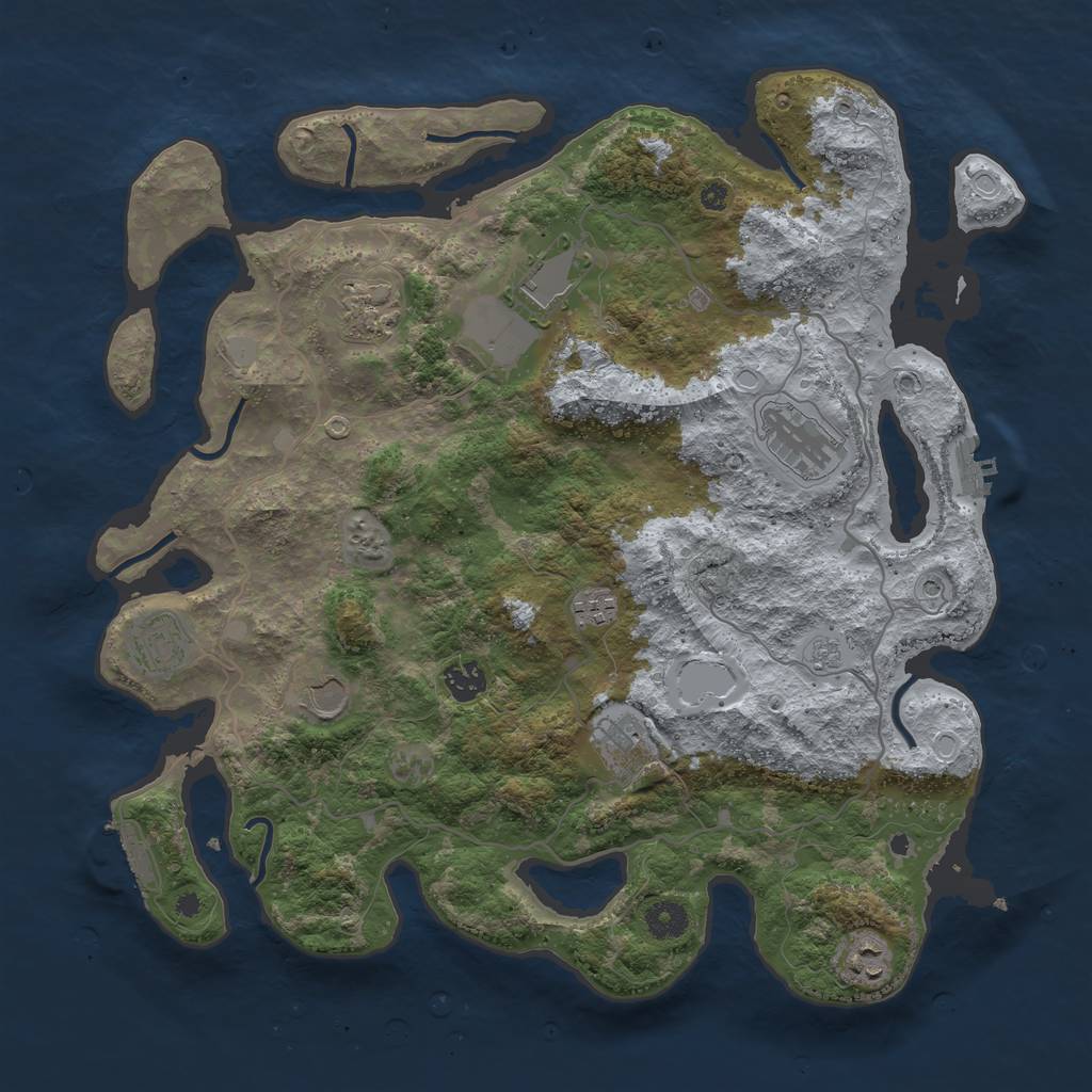 Rust Map: Procedural Map, Size: 4000, Seed: 611417420, 18 Monuments
