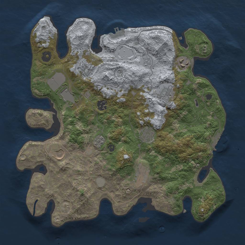 Rust Map: Procedural Map, Size: 3500, Seed: 674309793, 18 Monuments