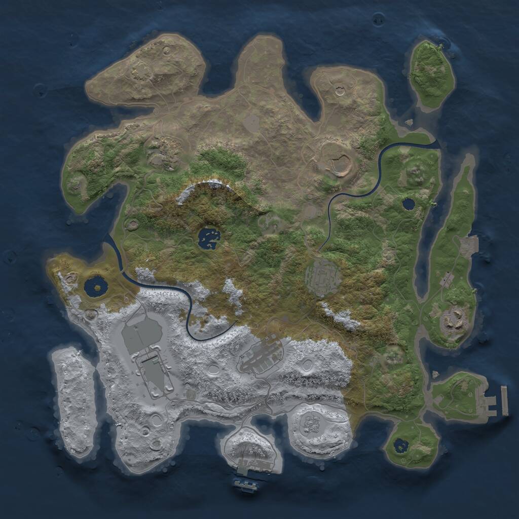 Rust Map: Procedural Map, Size: 3500, Seed: 1758049423, 13 Monuments
