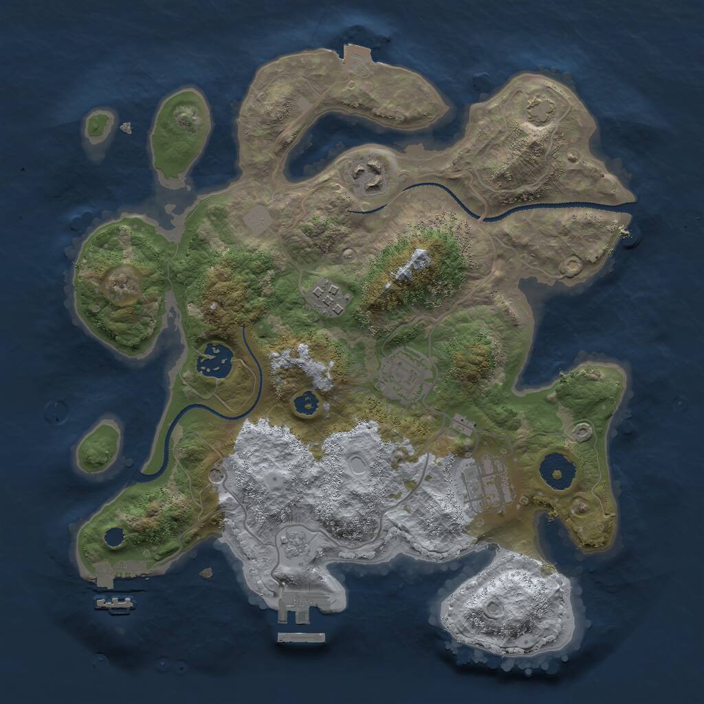Rust Map: Procedural Map, Size: 3000, Seed: 84941, 11 Monuments