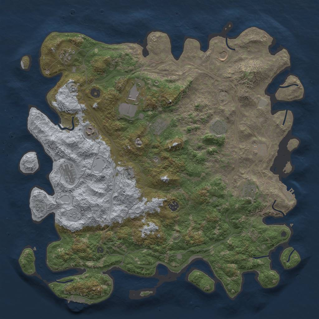 Rust Map: Procedural Map, Size: 4800, Seed: 1297136524, 20 Monuments