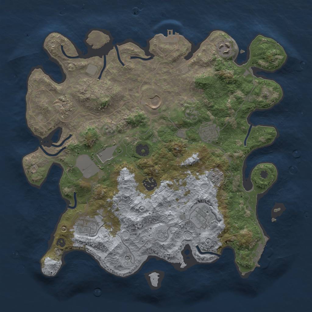 Rust Map: Procedural Map, Size: 3500, Seed: 51762490, 18 Monuments