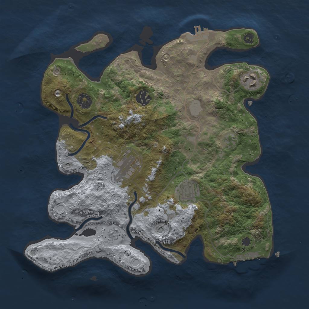 Rust Map: Procedural Map, Size: 3000, Seed: 45782, 13 Monuments