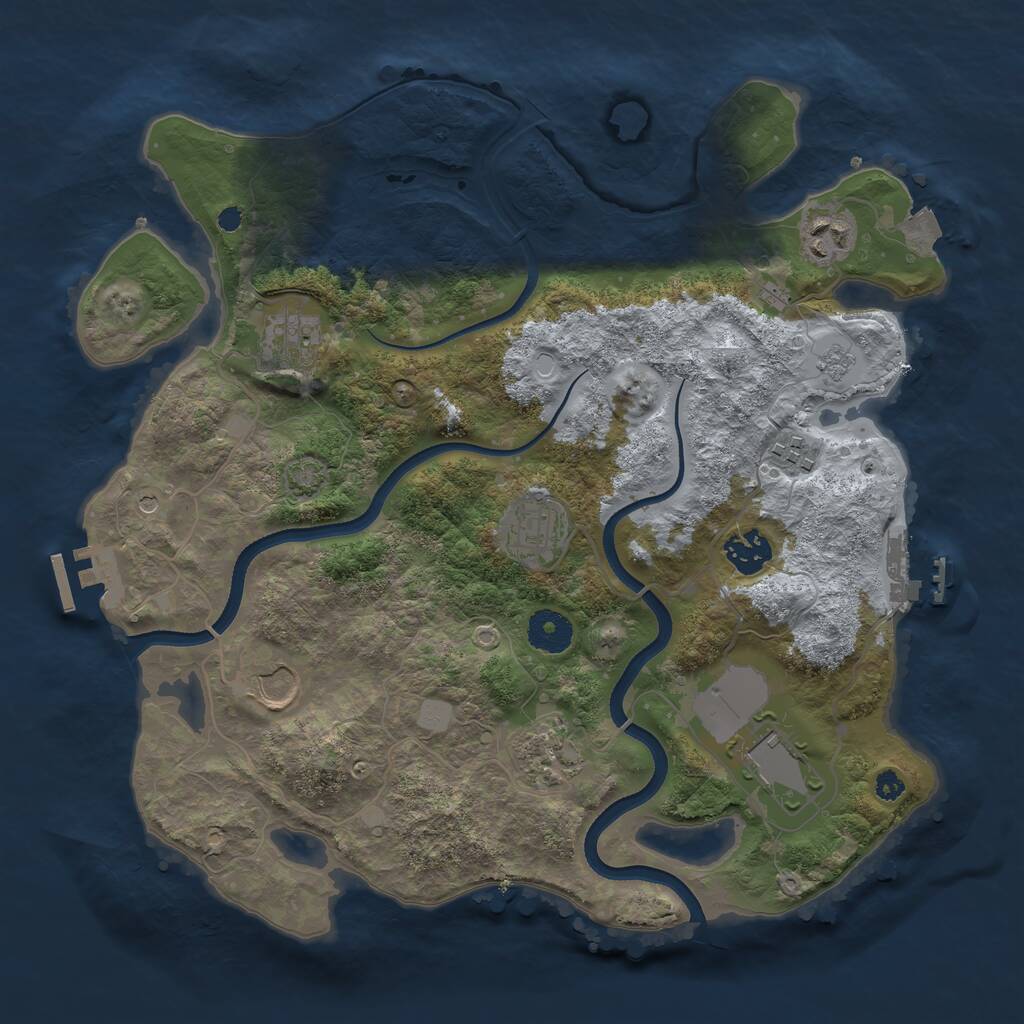 Rust Map: Procedural Map, Size: 3500, Seed: 1519676390, 14 Monuments