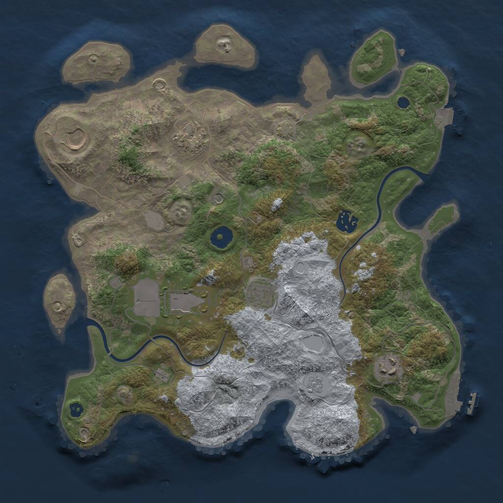 Rust Map: Procedural Map, Size: 3500, Seed: 24640832, 11 Monuments