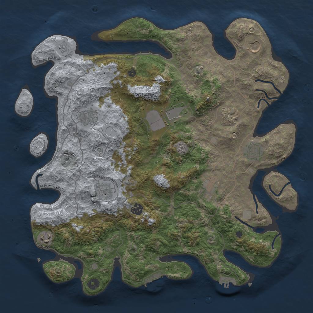 Rust Map: Procedural Map, Size: 4000, Seed: 1036918377, 19 Monuments
