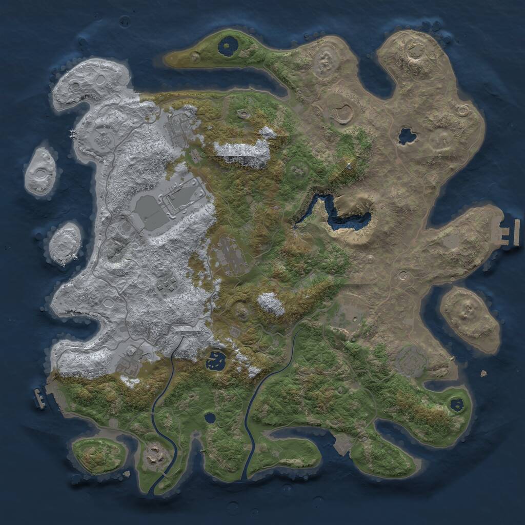 Rust Map: Procedural Map, Size: 4000, Seed: 1036918377, 16 Monuments