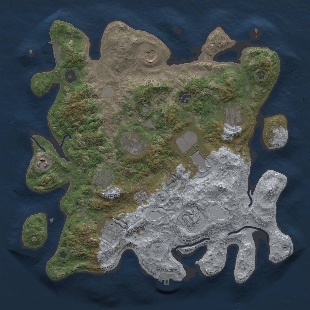 Rust Map: Procedural Map, Size: 3750, Seed: 143018591, 19 Monuments