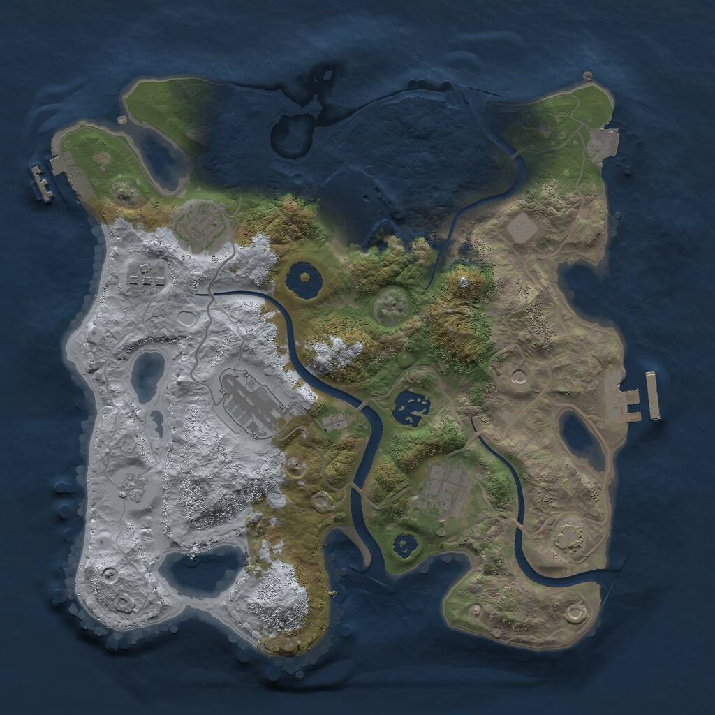 Rust Map: Procedural Map, Size: 3000, Seed: 2128930594, 12 Monuments