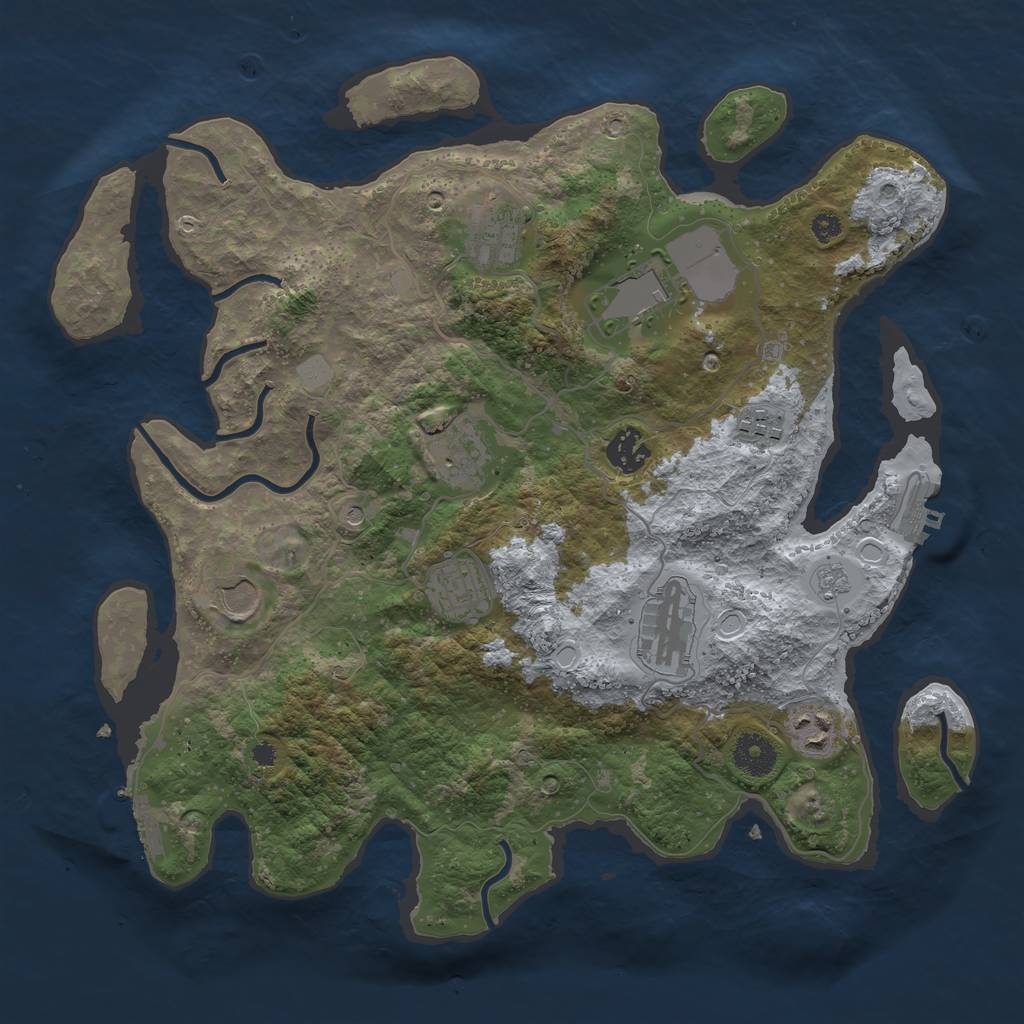 Rust Map: Procedural Map, Size: 3600, Seed: 12953, 18 Monuments