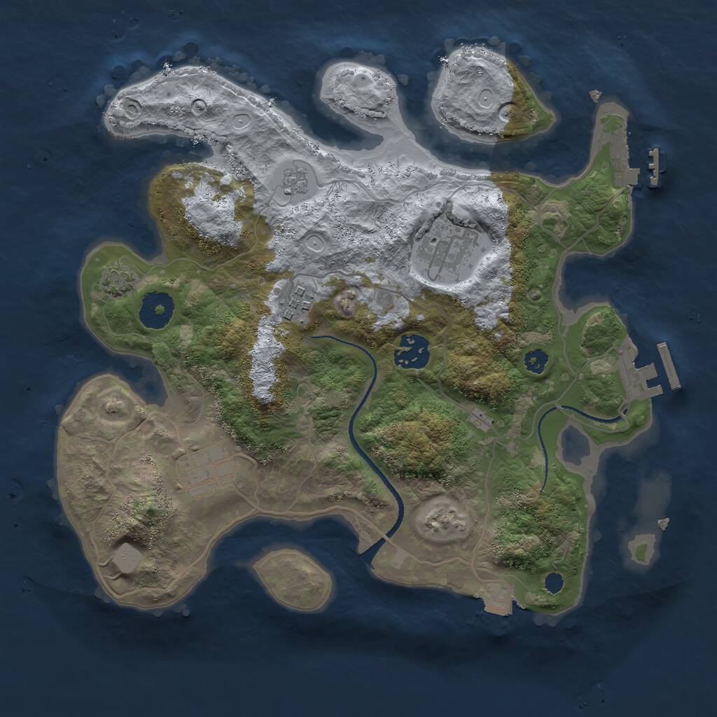 Rust Map: Procedural Map, Size: 3000, Seed: 1405649114, 9 Monuments