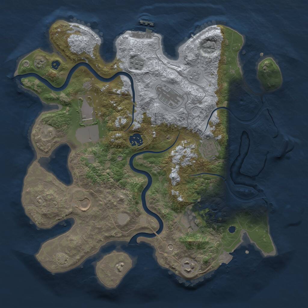 Rust Map: Procedural Map, Size: 3500, Seed: 290746814, 14 Monuments