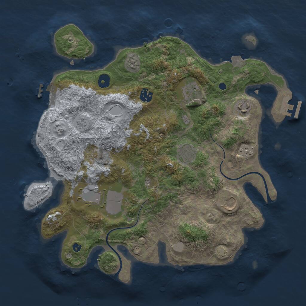 Rust Map: Procedural Map, Size: 3500, Seed: 1306628989, 13 Monuments
