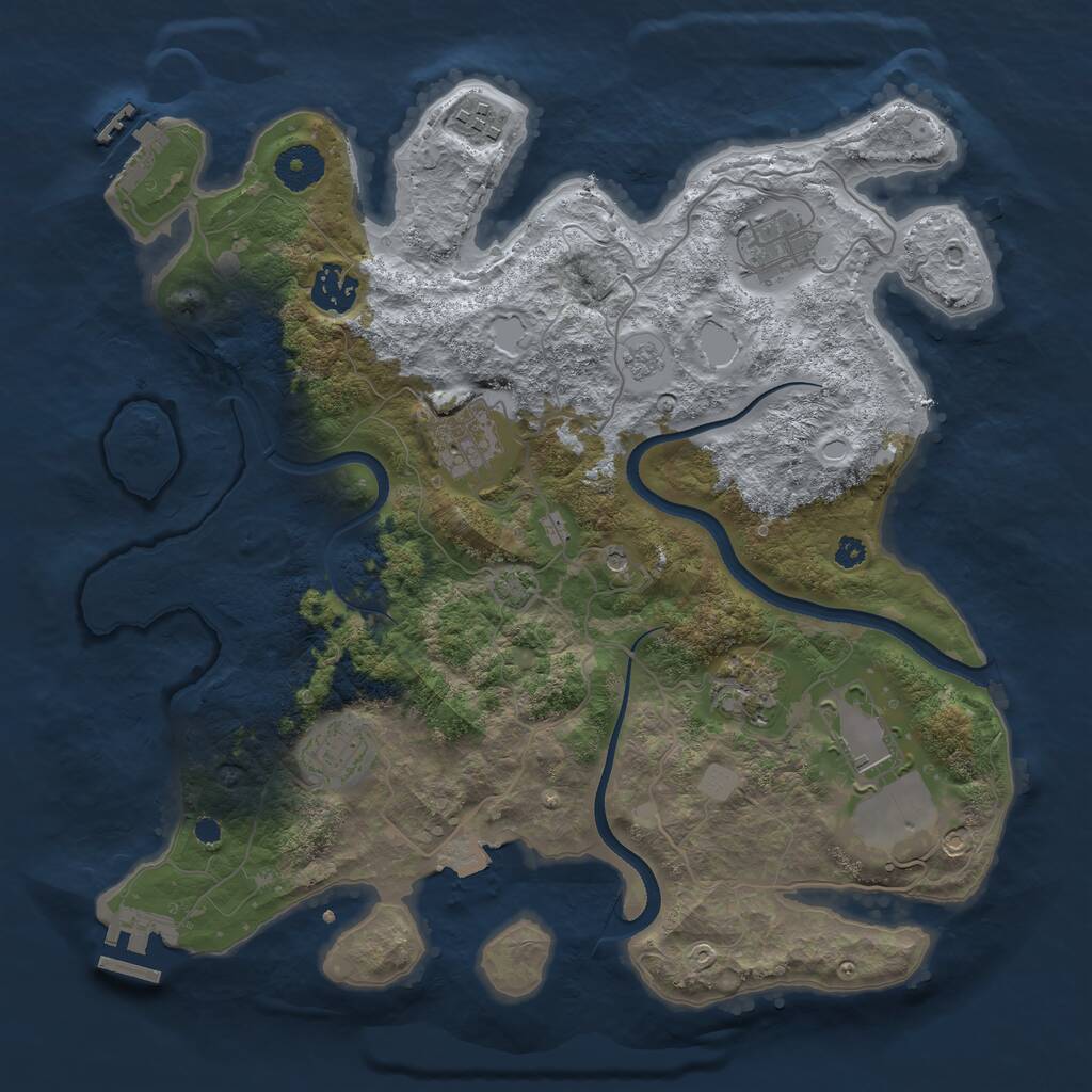 Rust Map: Procedural Map, Size: 3500, Seed: 93603565, 13 Monuments