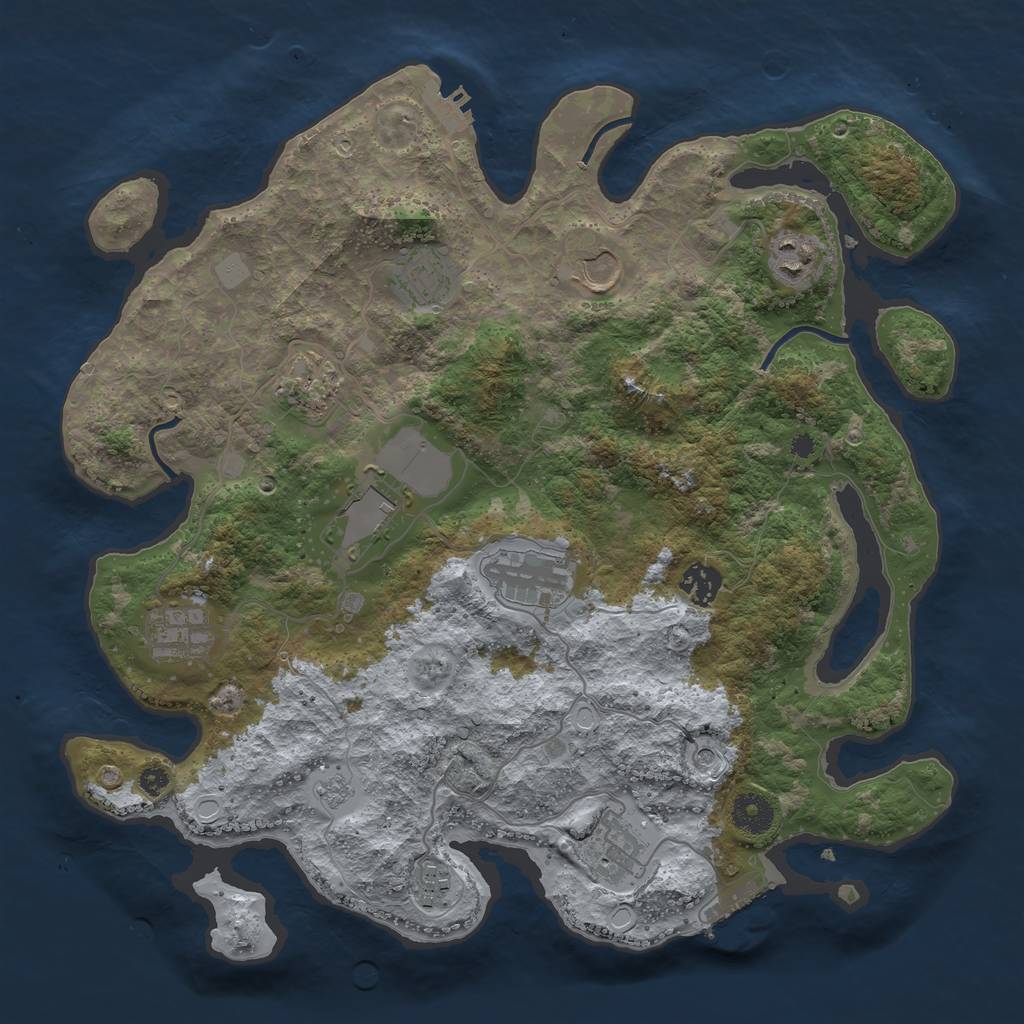 Rust Map: Procedural Map, Size: 3700, Seed: 55486421, 19 Monuments