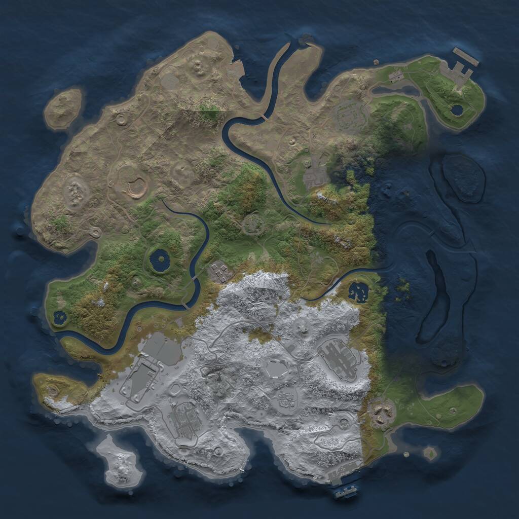Rust Map: Procedural Map, Size: 3700, Seed: 55486421, 15 Monuments