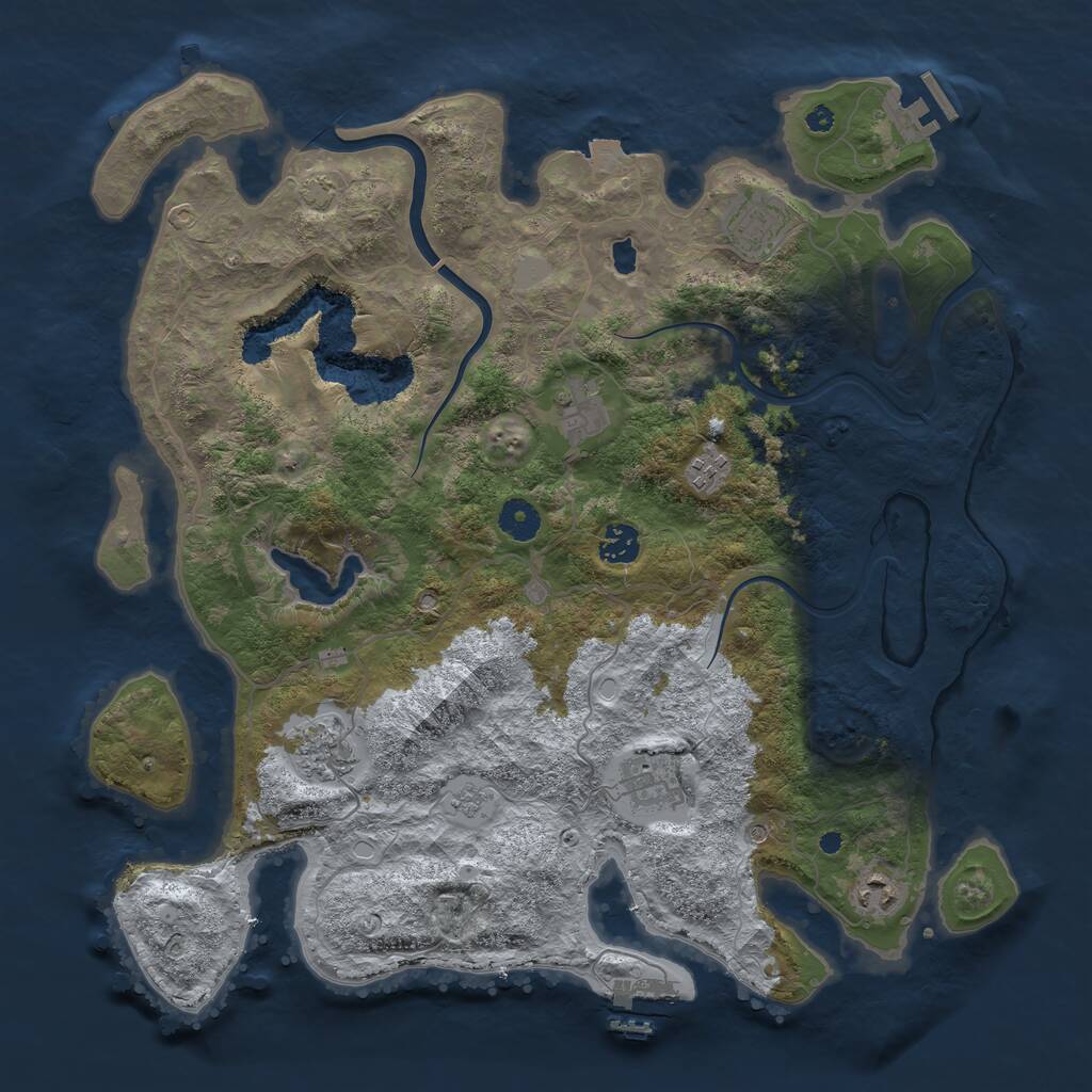 Rust Map: Procedural Map, Size: 4000, Seed: 935723136, 13 Monuments