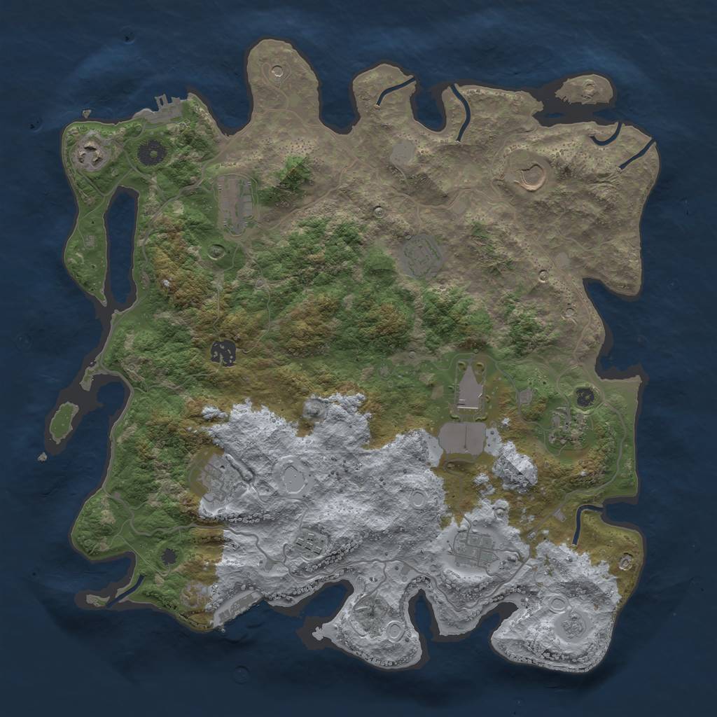 Rust Map: Procedural Map, Size: 4000, Seed: 44902716, 19 Monuments