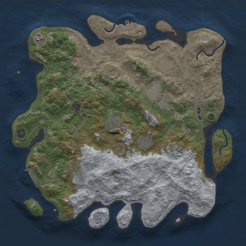 Rust Map: Procedural Map, Size: 4000, Seed: 143534, 19 Monuments