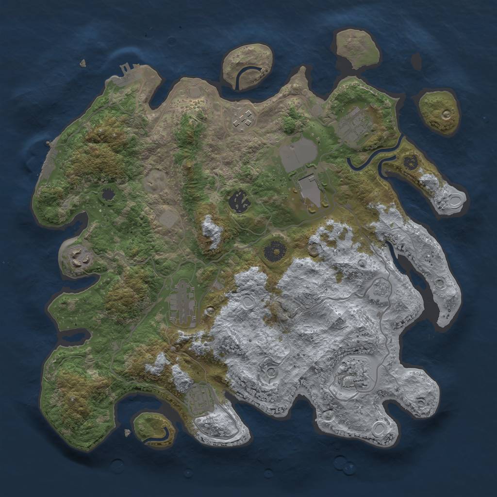 Rust Map: Procedural Map, Size: 3500, Seed: 64342004, 17 Monuments
