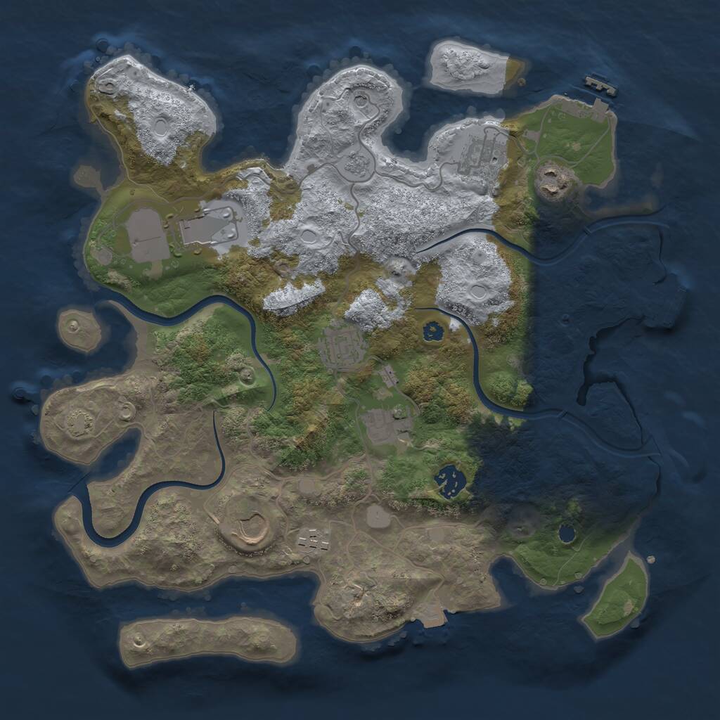 Rust Map: Procedural Map, Size: 3500, Seed: 218316145, 14 Monuments