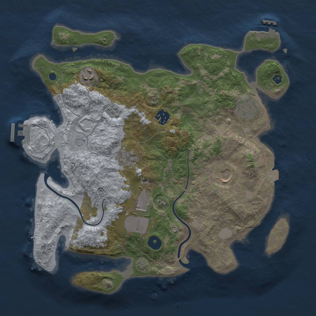 Rust Map: Procedural Map, Size: 3500, Seed: 51944748, 12 Monuments
