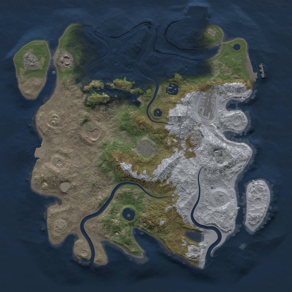 Rust Map: Procedural Map, Size: 3500, Seed: 70999183, 12 Monuments