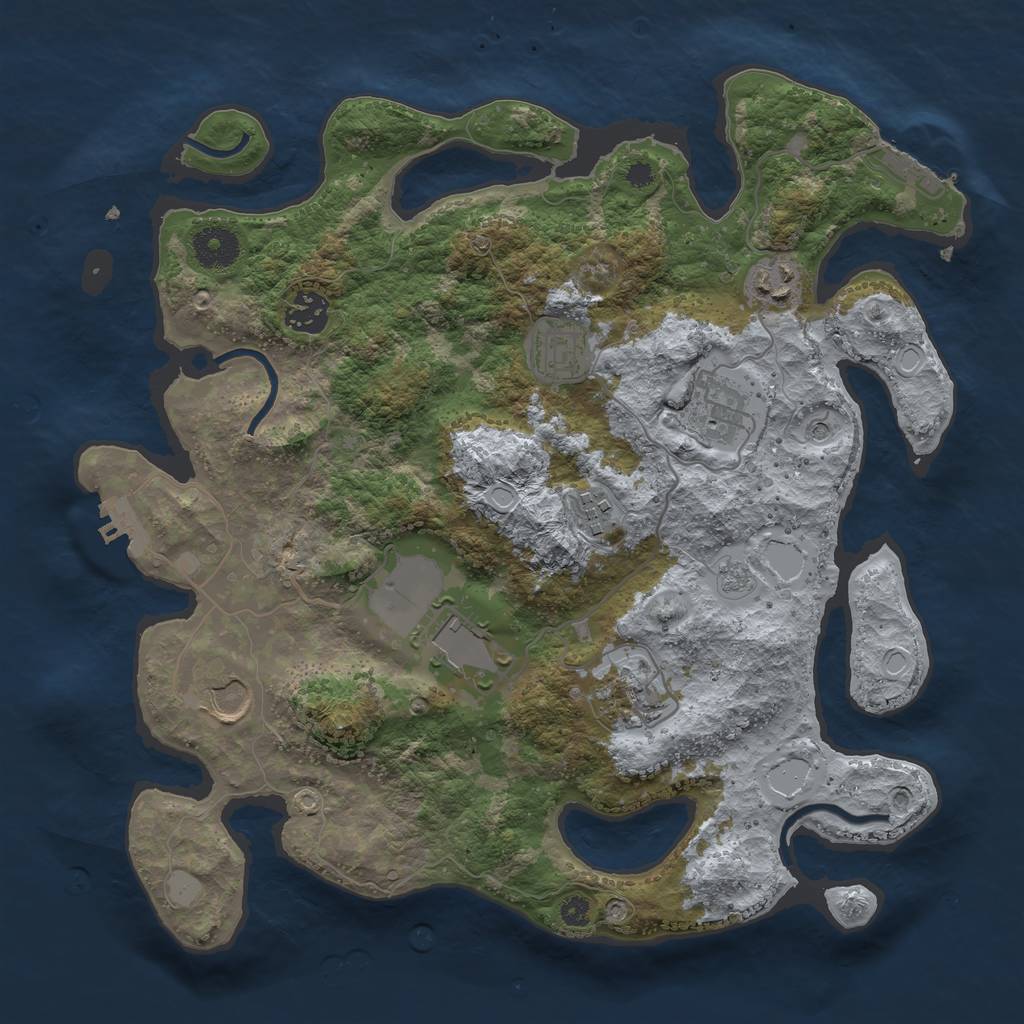 Rust Map: Procedural Map, Size: 3500, Seed: 34747388, 17 Monuments